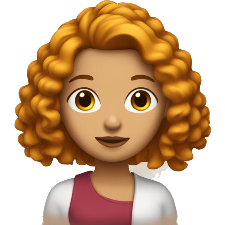 Chica blanca con el cabello rizado color cobrizo emoji
