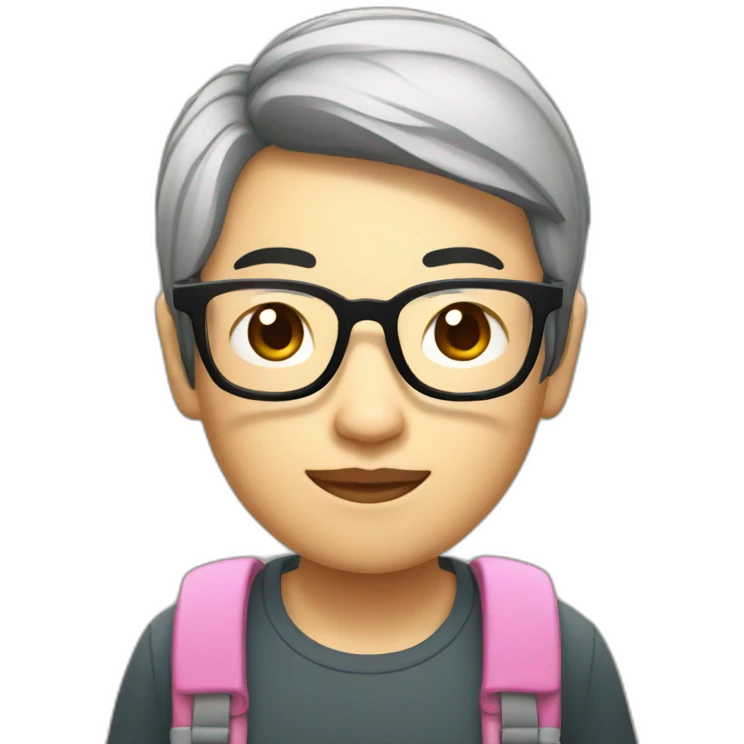 Apple style Asian developer with glasses and a cup of bubble tea emoji