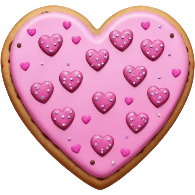 Heart cookie with pink chips with glitter emoji
