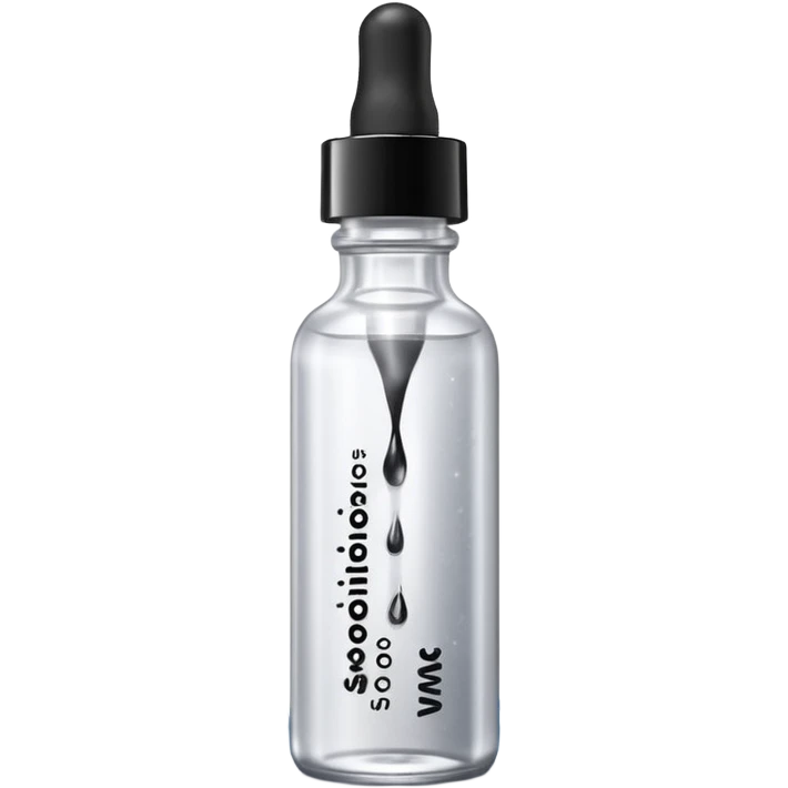 Slim clear dropper bottle with white cap and minimal black text label. Floating above a silver ripple, with icy shimmer rings pulsing outward. Surrounded by tiny frozen sparkles and wrinkle-smoothing energy beams. Looks like a precision anti-aging serum potion — sharp, cold, and potent. emoji