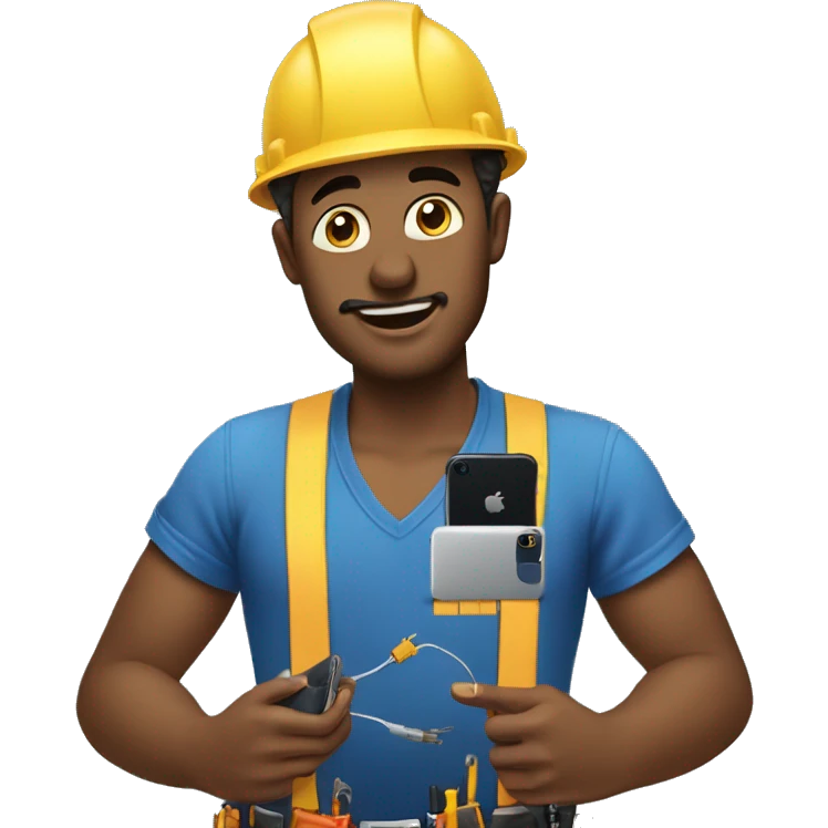 the guy engineer in blue shirt repairing iPhones emoji