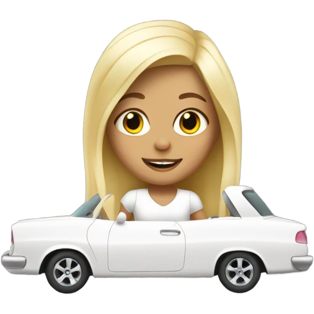 blonde girl in white car  emoji