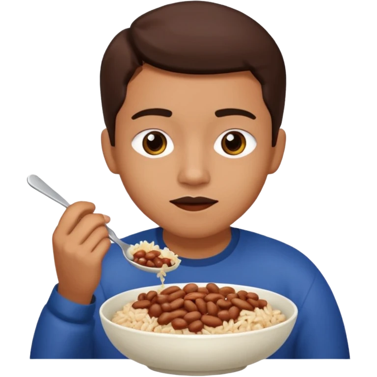 Create a person having lunch. Not a sandwich. Rice, beans and meat. emoji