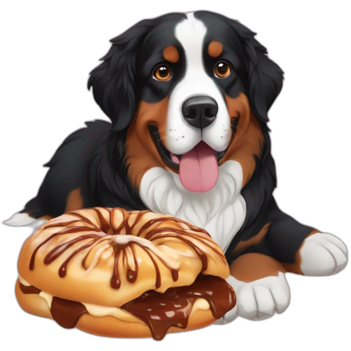 Bernese Mountain Dog eating cinnamon buns emoji