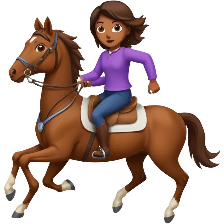 A girl on a horse that's running emoji