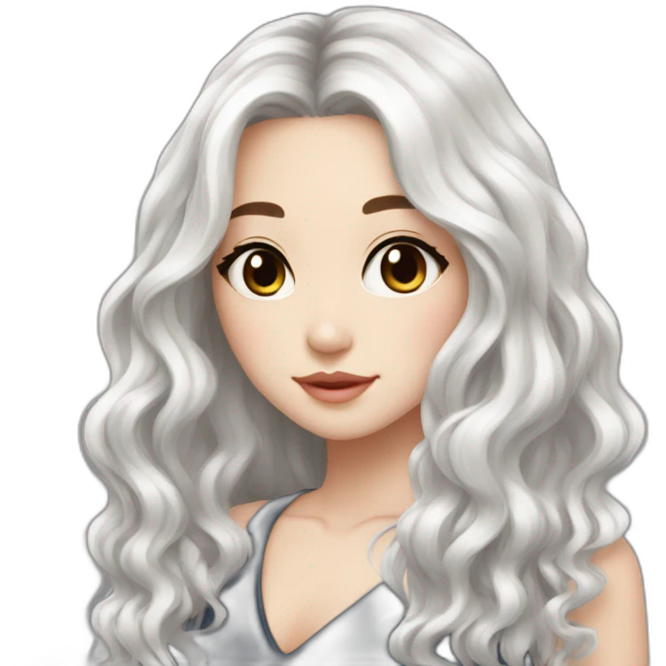 Beautiful girl,Black hair,wavy hair，long hair,White skin,Black eyes,Chinese emoji