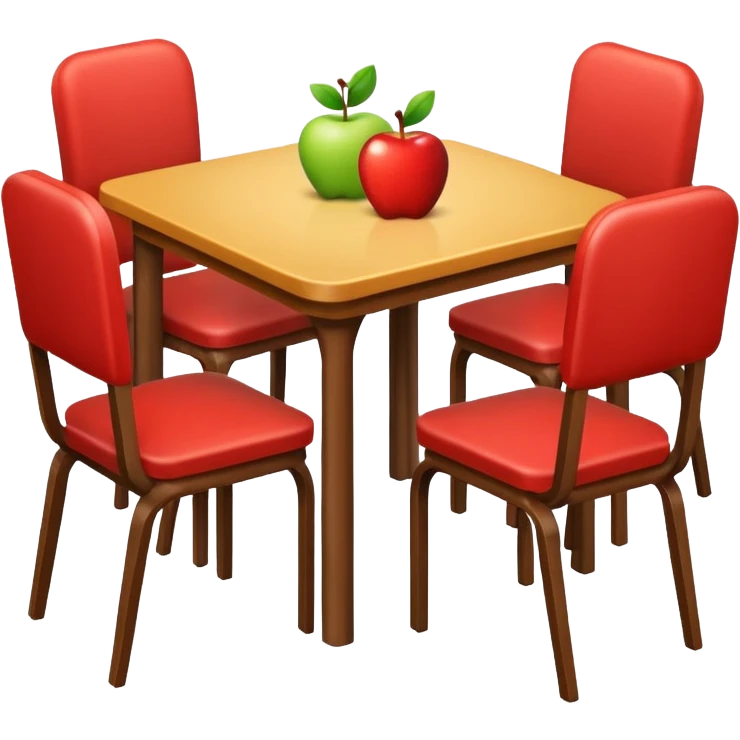 a table with four chairs, clean and clear, apple iOS emoji style emoji