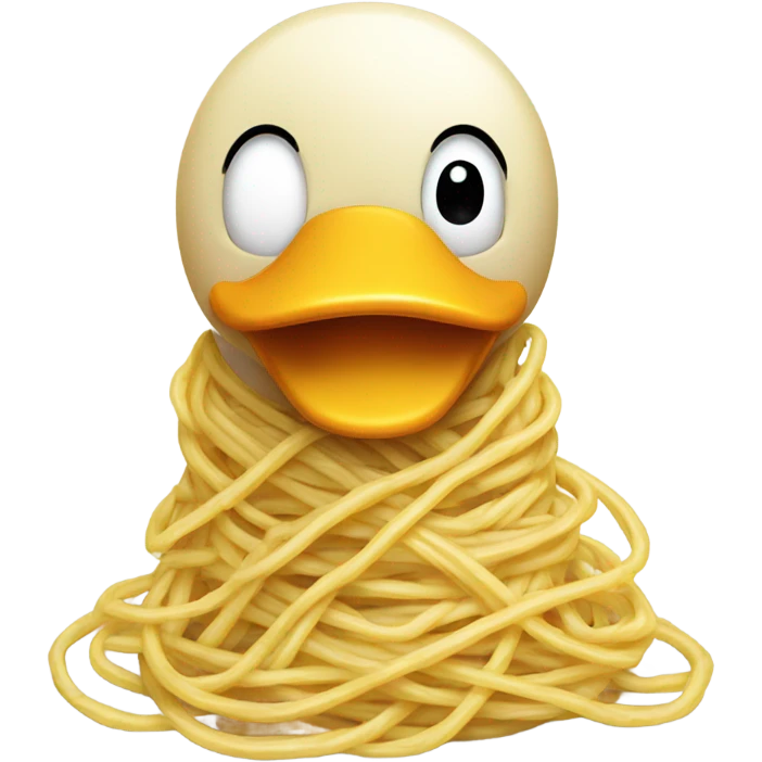 Duck being covered in spaghetti emoji