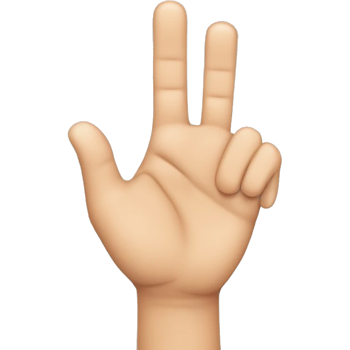 hand with three fingers raised: the index finger, middle finger, and thumb. The other fingers (ring and pinky) should be folded down. The style and color should match the standard ‘pointing up’ emoji (👆🏻), with the same skin tone and hand shape.” emoji