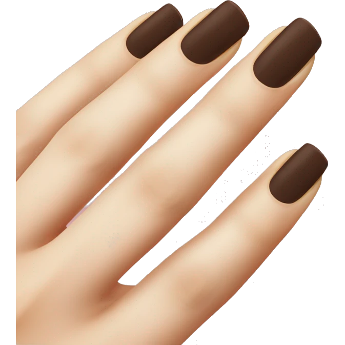 manicure with dark brown square nails emoji