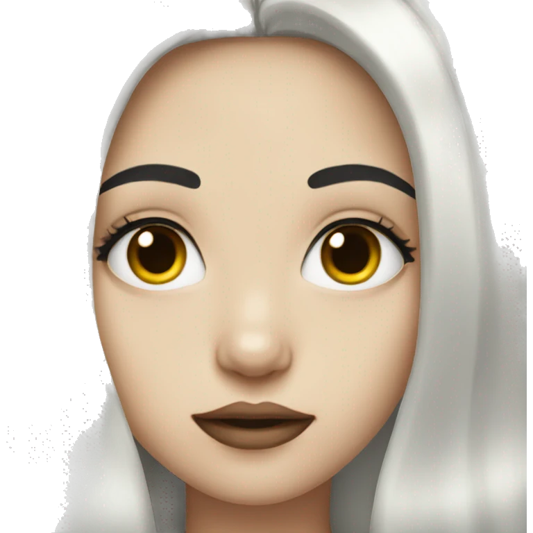 Pale girl with long black hair and makeup emoji