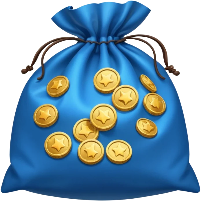 blue coins inside an opened bag  emoji