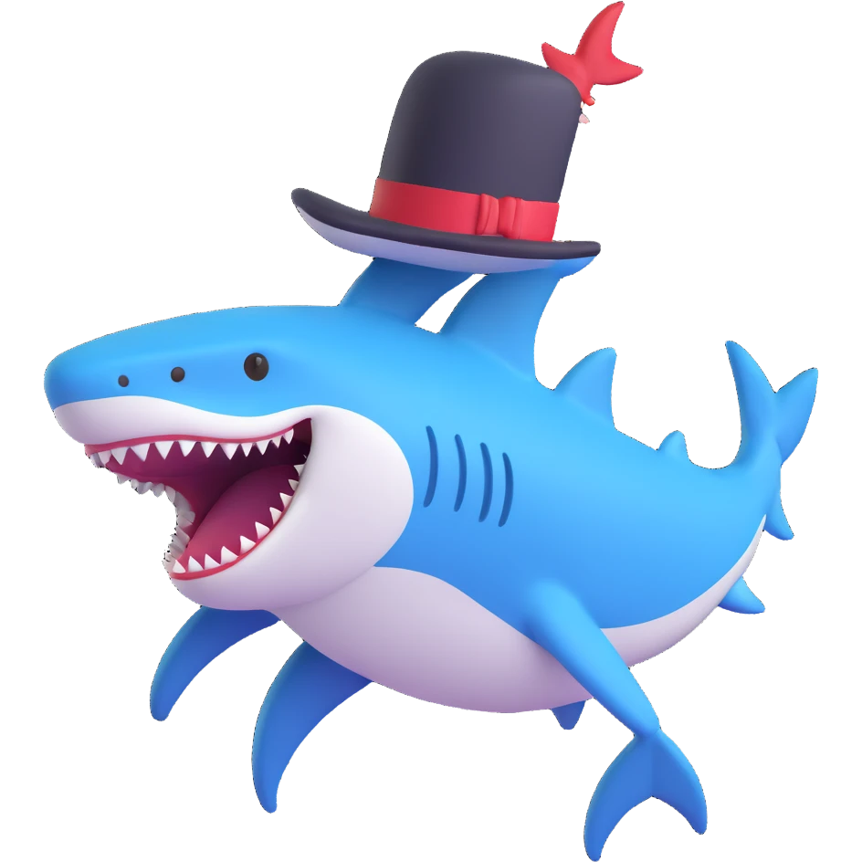 shark wearing a top hat emoji