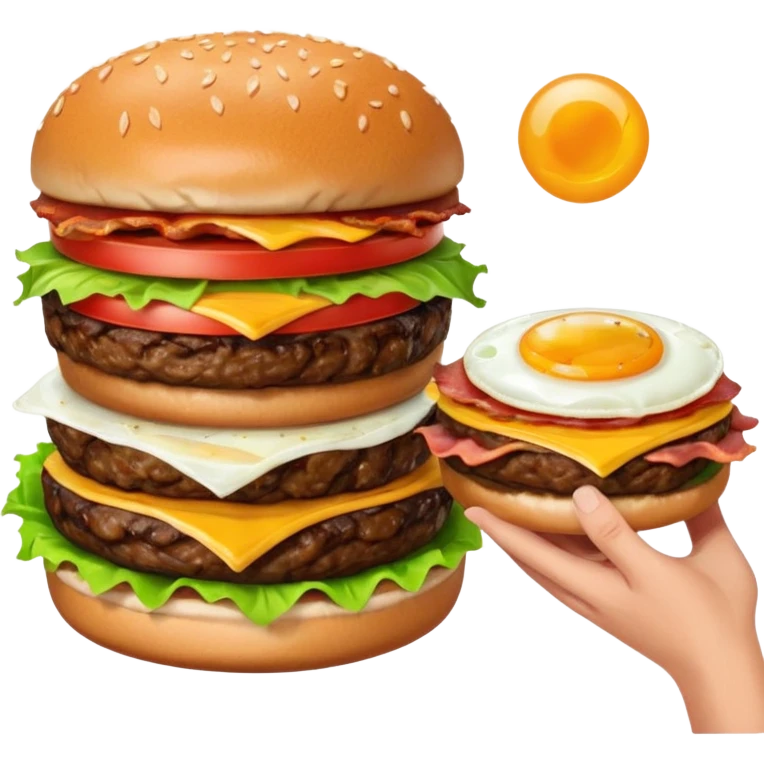 can you make me a breakfast item mixed into a lunch item? so like half burger half breakfast sandwhich. can you make the half be vertical so left side is breakfast sandwhich and right side is a burger emoji