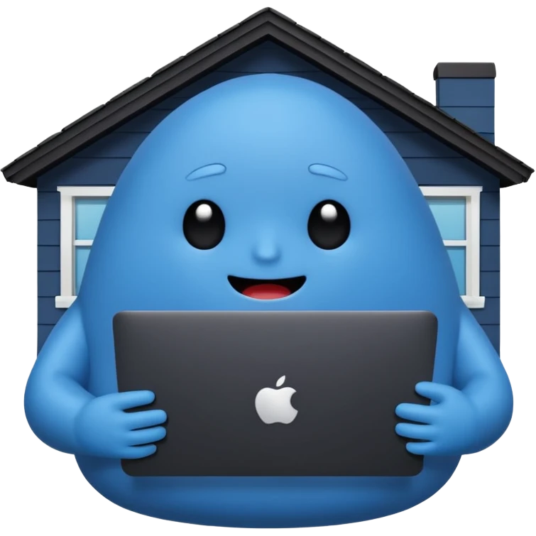 blob holding black macbook infront of home which is used in slack emoji