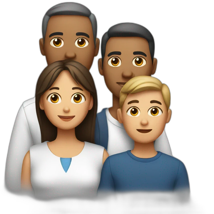 Padre y madre con tres hijos emoji