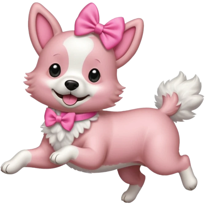 pink girly dog jumping in the air emoji