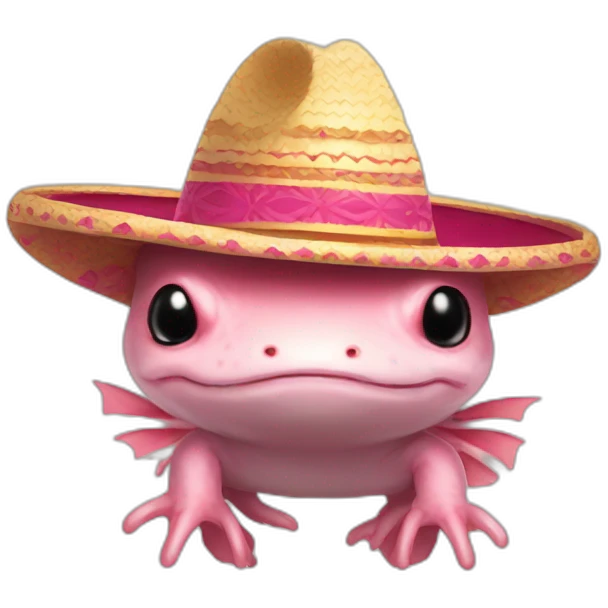 Axolotl with a sombrero cute images pin emoji
