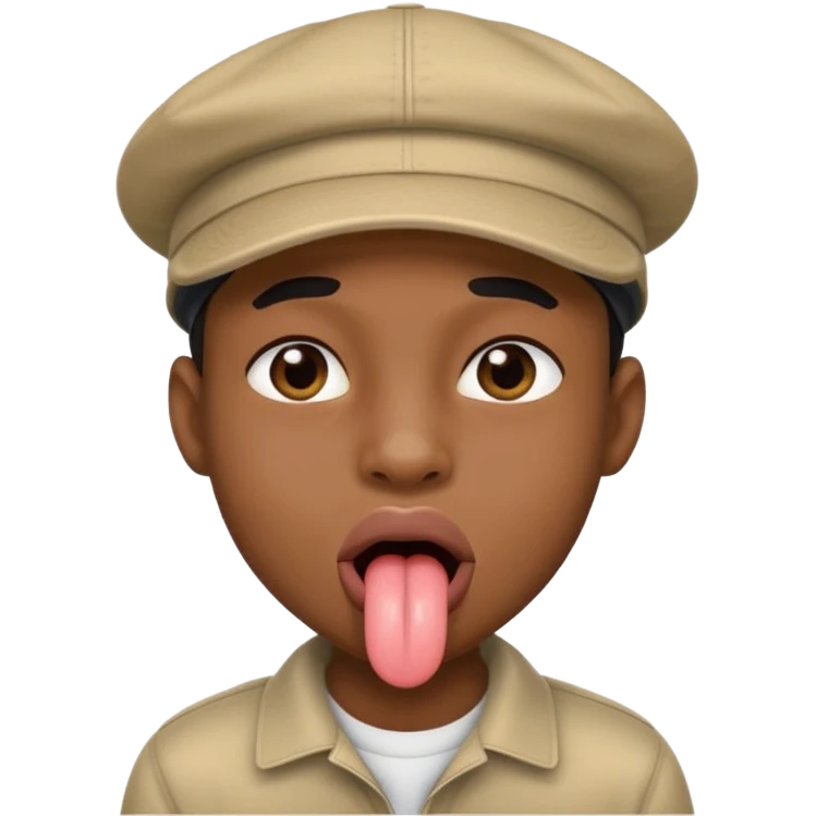 Negro con gorra sacando la lengua emoji