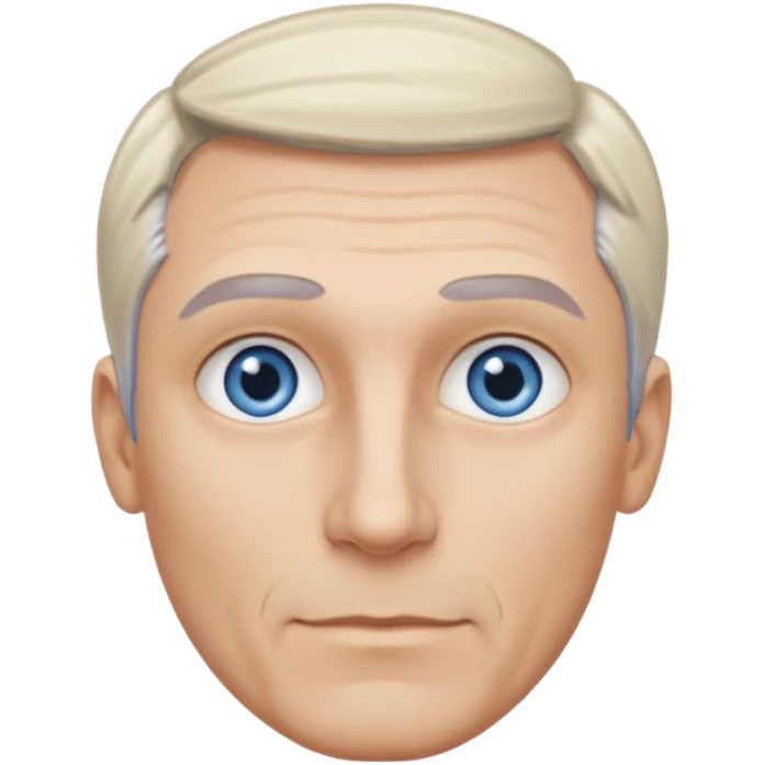 Avatar pic male gray hair blue eyes clean shaven blonde eyebrows high cheekbones emoji