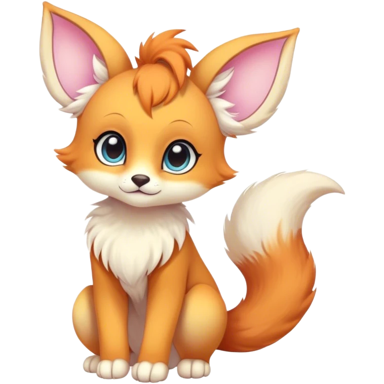 Kawaii bright colorful fantasy ethereal anthro fursona animal with a tufted tail and round ears emoji
