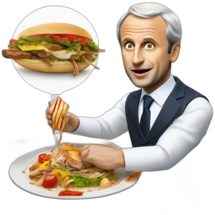 Éric Emanuel Macron  qui mange un kebab emoji