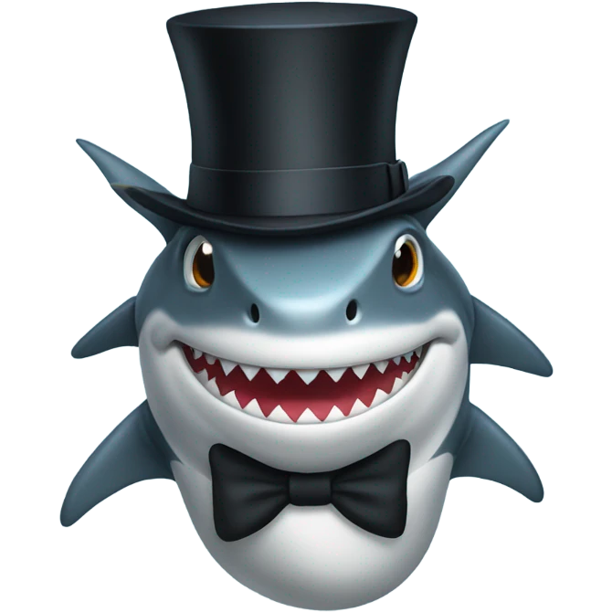 Shark with a top hat emoji