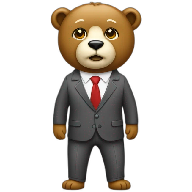 oso con de traje, trabajando con una mcbook emoji
