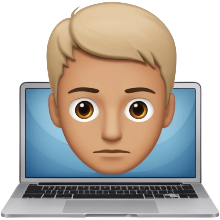 a man behind mackbook the man being little visible form the frony emoji