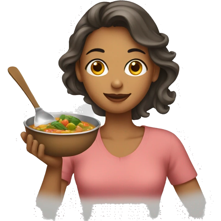 Mom putting sambar with a spoon  emoji