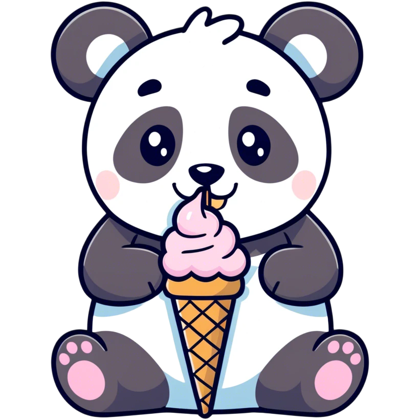 Panda eating ice cream emoji