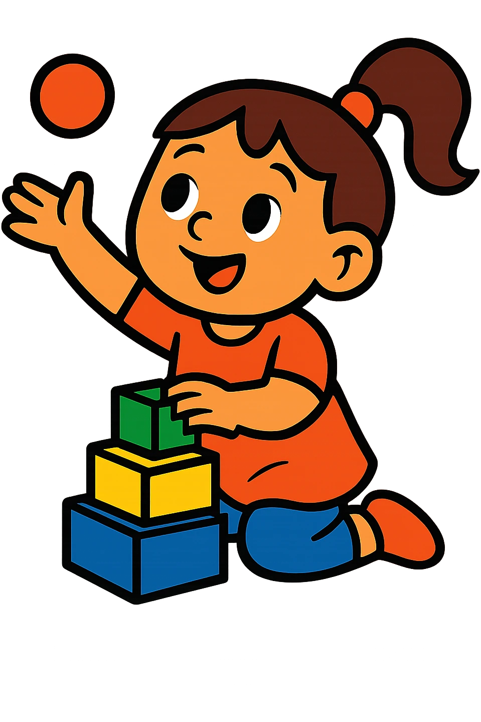 bambina che gioca, colorful cartoon style emoji