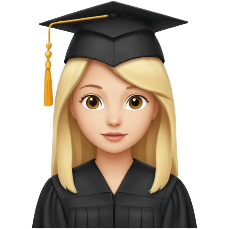 blonde woman with graduation cap emoji