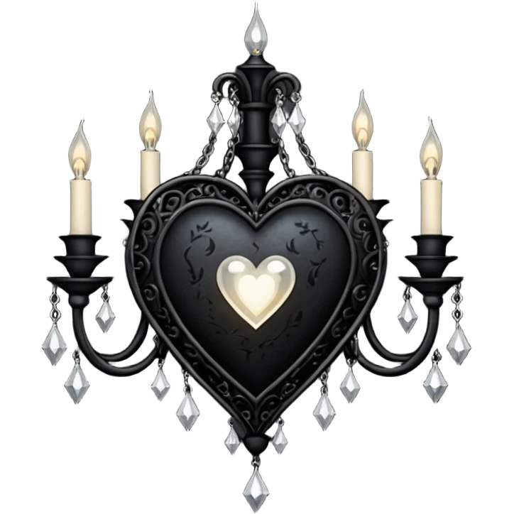 goth heart with a gothic chandelier emoji
