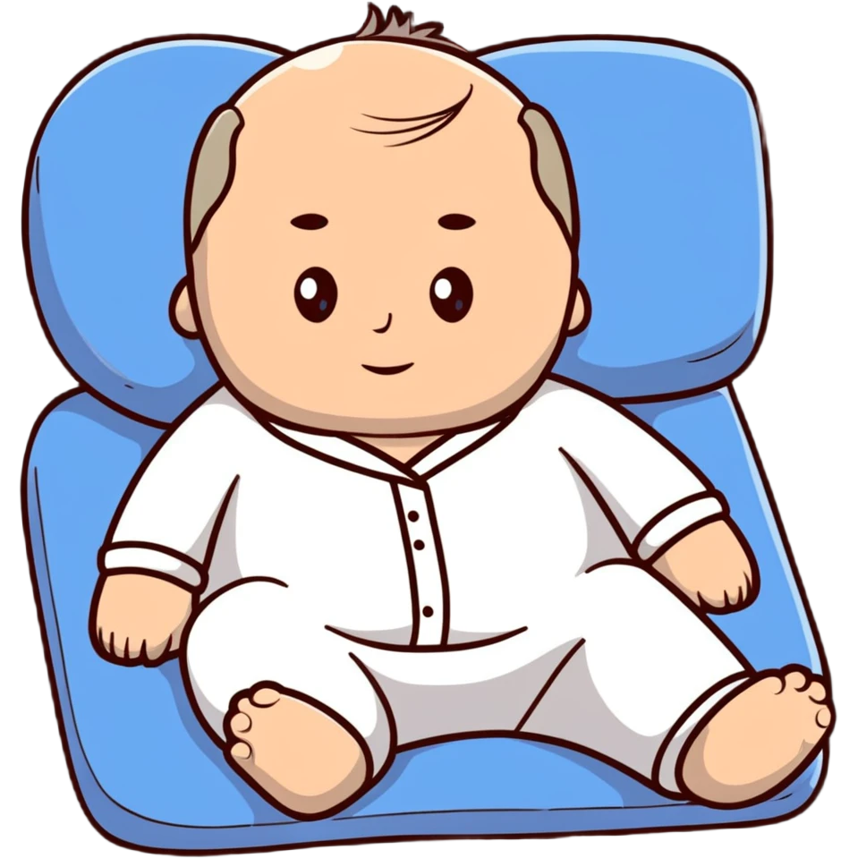 Vladimir Putin in pajamas lying on a memory foam pillow, testing it with a relaxed expression emoji