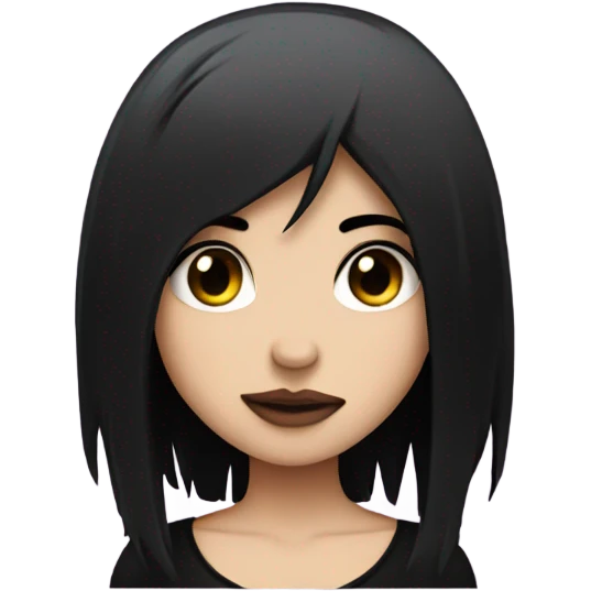 emo girl with black hair and piercing shows her heart emoji