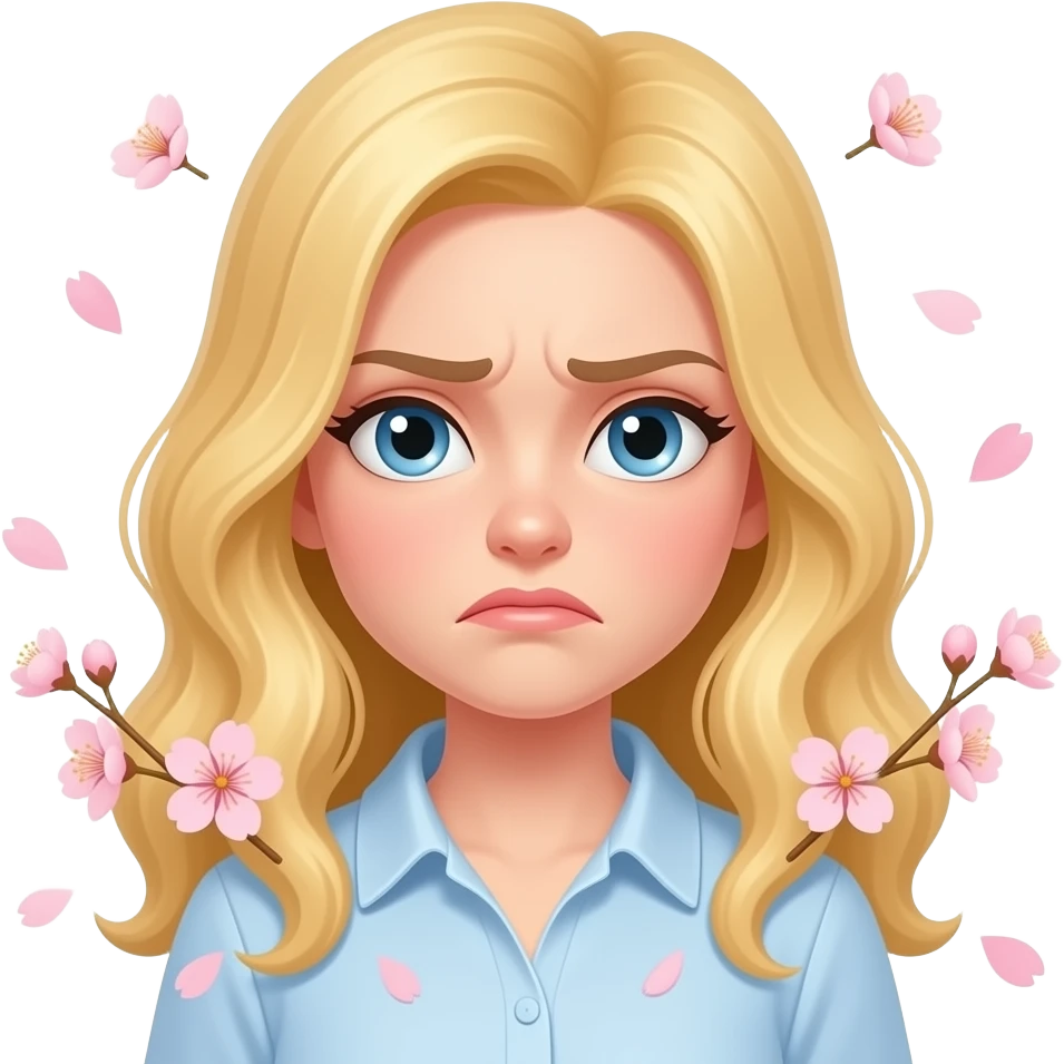 blonde haired cherry blossom woman frown emoji emoji