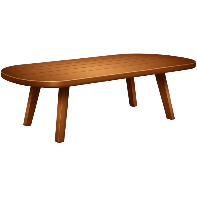 A simple, angled wooden table, with a warm medium-brown color, minimal shading, rounded edges, clean lines, on a plain white or transparent background, designed to be recognizable at small (emoji) sizes. emoji