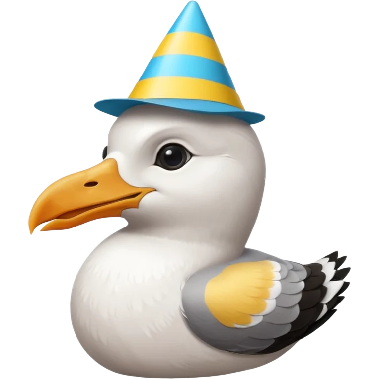 A seagull head with a party hat, without the body emoji