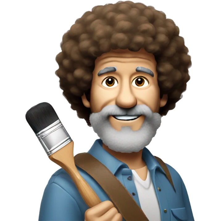bob ross with a paintbrush thats covered in paint emoji