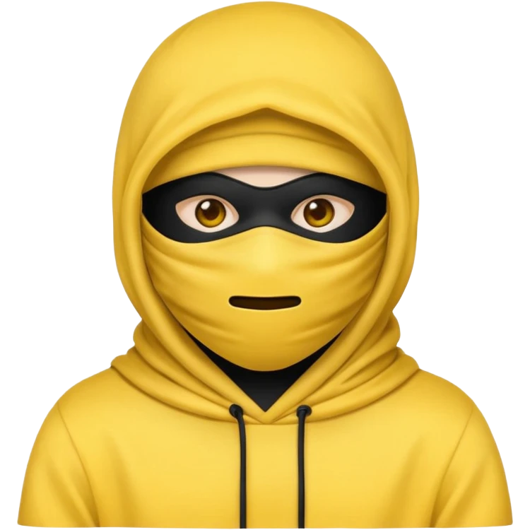 masked yellow emoji covering head and face / rap style like yeat kinda cloth covering head and face. rap style and minimalistic and mysterious emoji