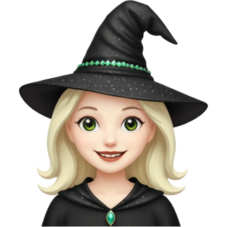 black glitter hat witch emoji