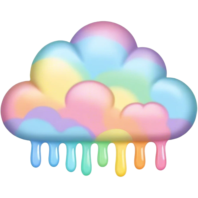melted pastel rainbow puffy cloud background  emoji