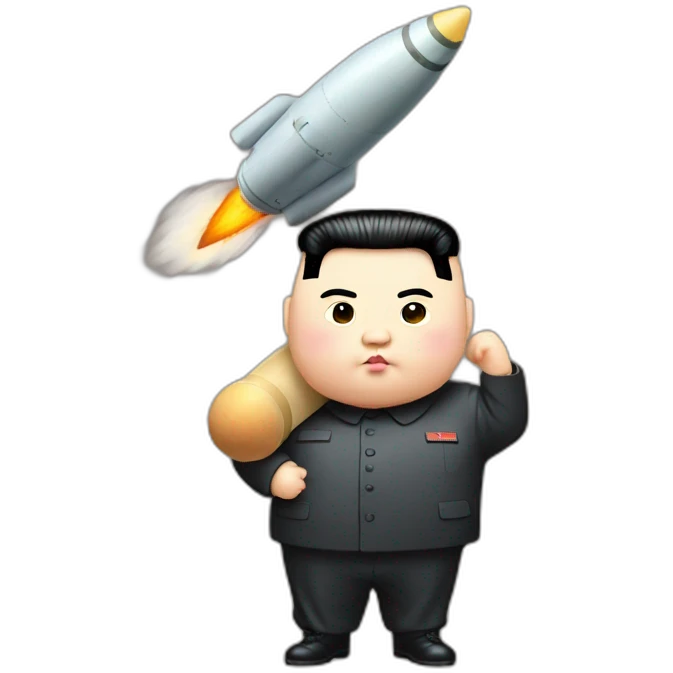 fat Kim jong un carrying cute missle emoji