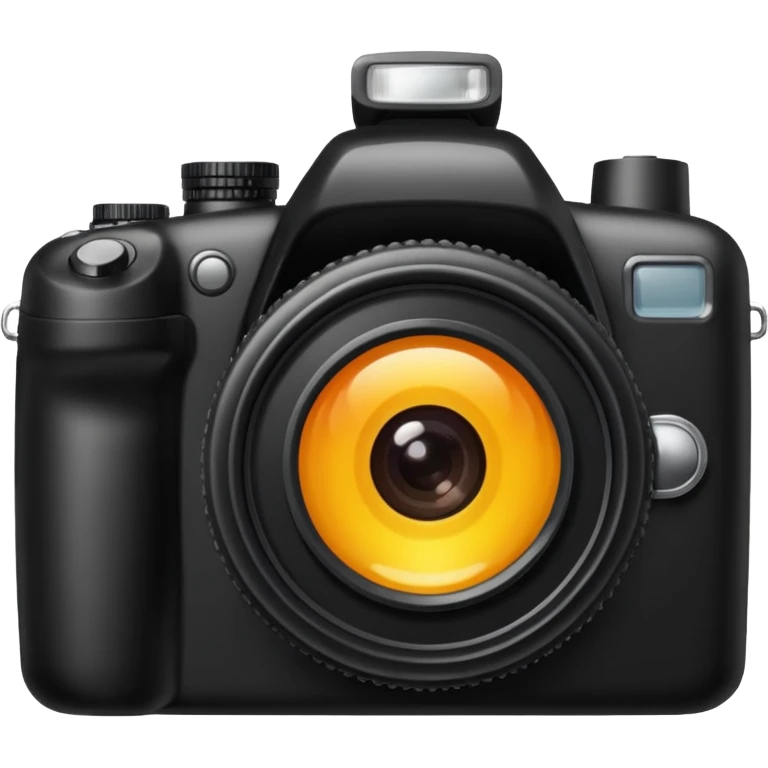 The camera features a solid black body with a shiny lens. emoji