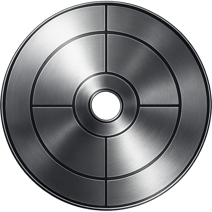 A minimalist CD disc with geometric pattern, glowing effect, blue color emoji