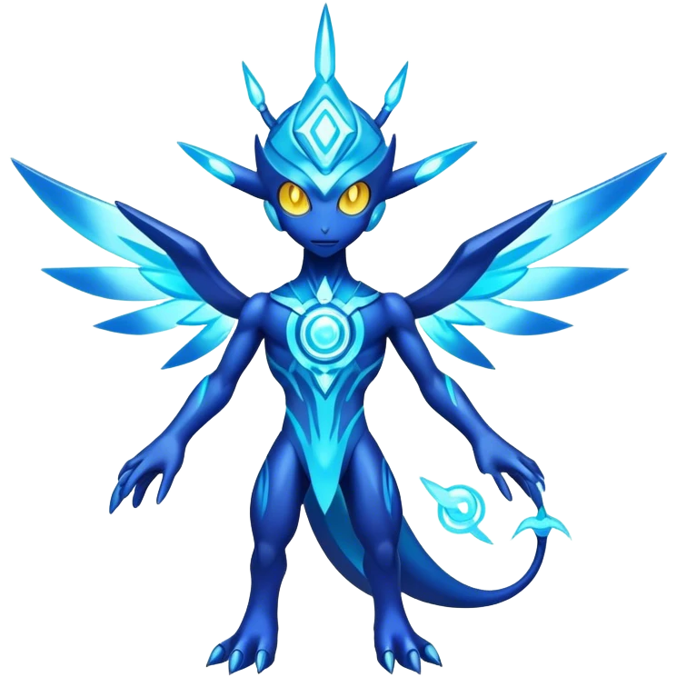 Shiny Futuristic Celestial Godly Divine Ethereal Fakemon-Pokemon-Digimon-Spectrobes-fusion, full body emoji