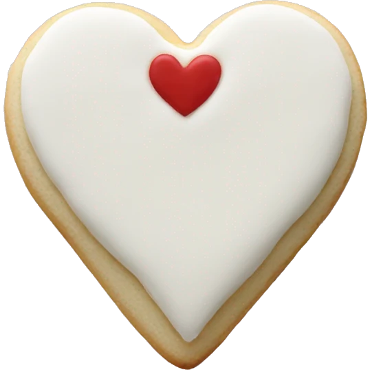 Heart sugar cookie with white frosting emoji