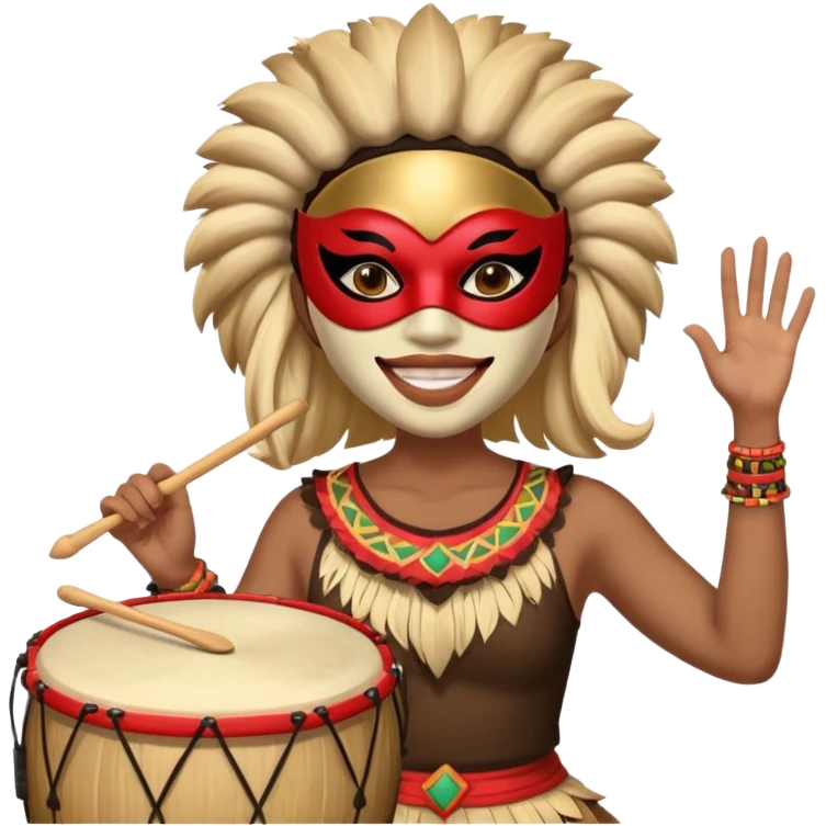 Masked Festival Drummer woman emoji