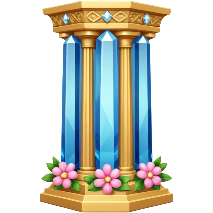 generate beautiful greek crystal pillar intricate front view more beautiful with flowers wrapping around the pillar make the pillar made of diamond emoji